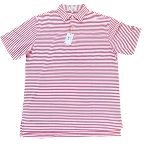 PETER MILLAR Hales Performance Jersey Polo Golf Striped Sz Large Summer Comfort